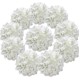 Silk Hydrangea Heads Artificial Flowers Heads with Stems for Home Wedding Decor